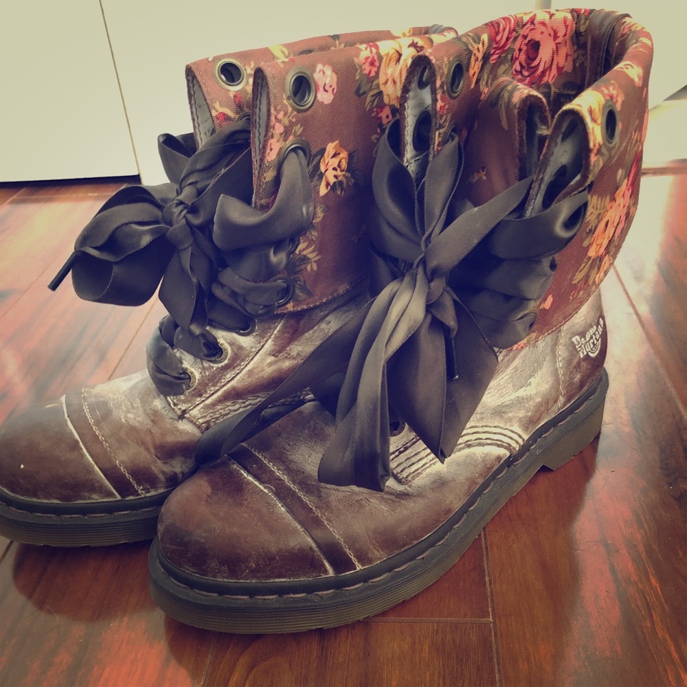 Doc Marten floral combat boots